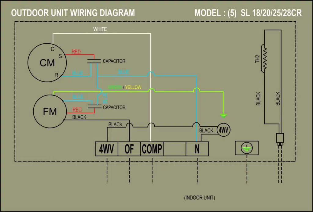 AC Outdoor wiring with 4 way valve diagram